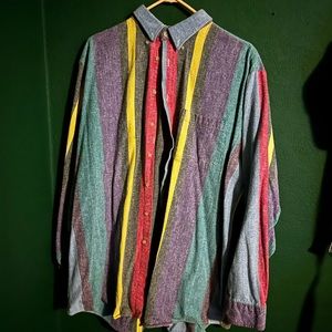 Multicolored flannel button up